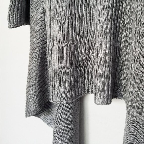 Eileen Fisher Linen Silk Blend Rib Knit Open Front Waterfall‎ Cardigan M Gray - Picture 15 of 16